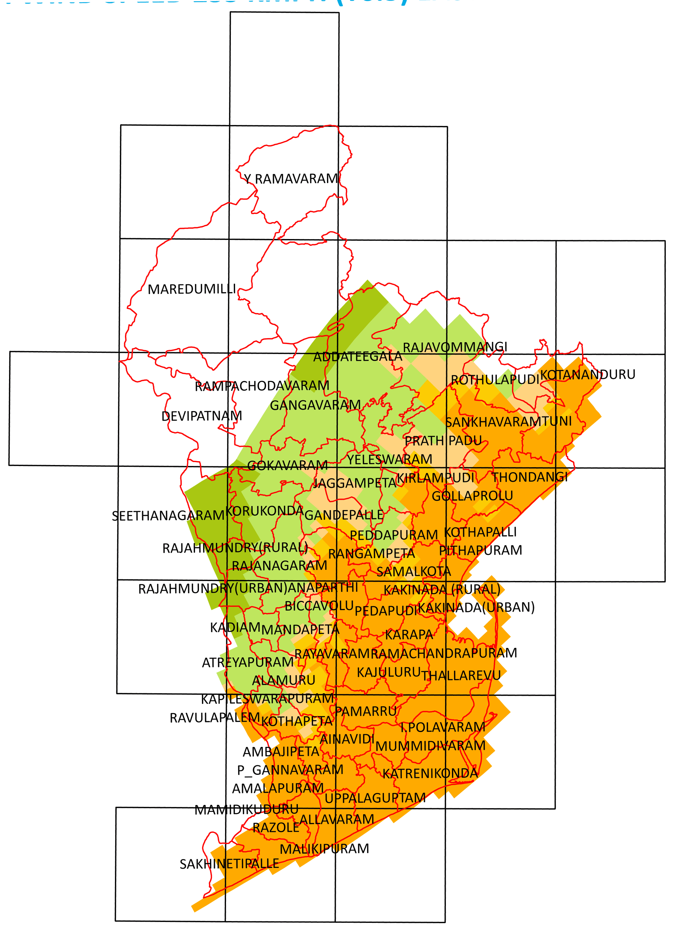 Storm surge inundation map for cyclone with wind speed